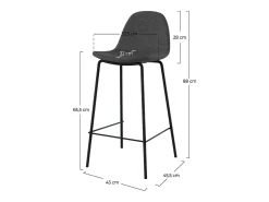 Set de 2 sillas para isla central en tela gris oscuro 65 cm - Henrik