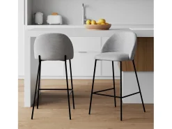 Set de 2 sillas para isla de cocina en tela jaspeada gris claro 66 cm - Karl
