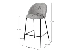 Set de 2 sillas para isla de cocina en tela jaspeada gris claro 66 cm - Karl