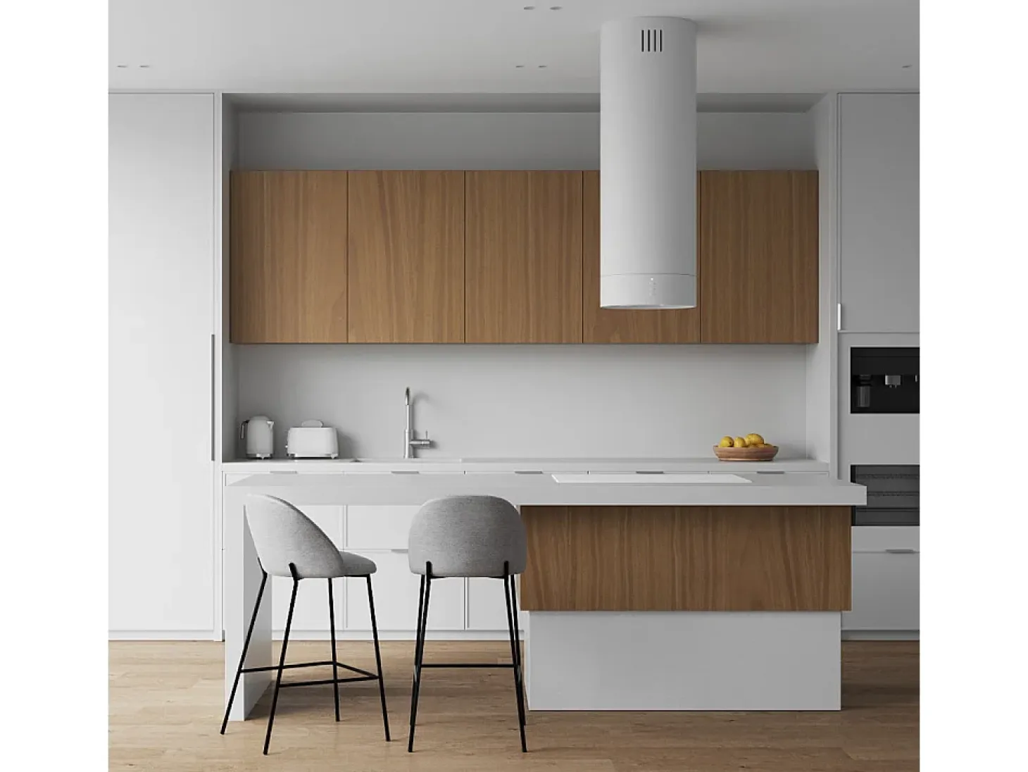 Set de 2 sillas para isla de cocina en tela jaspeada gris claro 66 cm - Karl