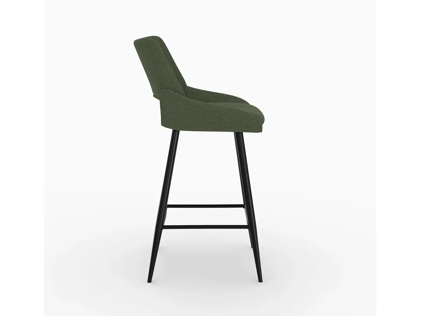 Set de 2 sillas para isla central en tejido bouclé verde 66 cm - Alfy