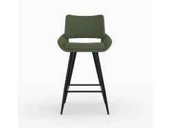 Set de 2 sillas para isla central en tejido bouclé verde 66 cm - Alfy