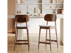 Set de 2 sillas para isla central en madera y tela gris 66 cm - Charlize