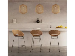 Set de 2 sillas para isla de cocina en resina trenzada natural 65 cm - Rava