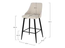 Set de 2 sillas para isla de cocina en tela beige 66,5 cm - Pipo