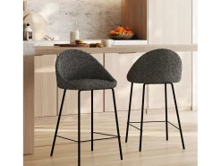 Set de 2 sillas para isla de cocina en tela gris 65 cm - Misty