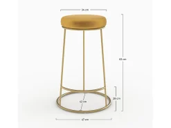 Set de 2 sillas para isla de cocina de terciopelo amarillo curry 63 cm - Kendal