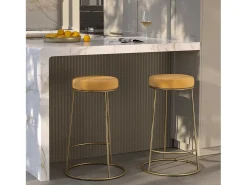 Set de 2 sillas para isla de cocina de terciopelo amarillo curry 63 cm - Kendal