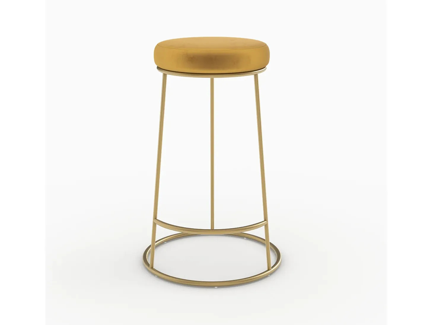 Set de 2 sillas para isla de cocina de terciopelo amarillo curry 63 cm - Kendal