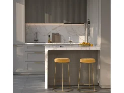 Set de 2 sillas para isla de cocina de terciopelo amarillo curry 63 cm - Kendal