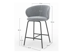 Set de 2 sillas para isla central en tela gris oscuro 68 cm - Cécilia