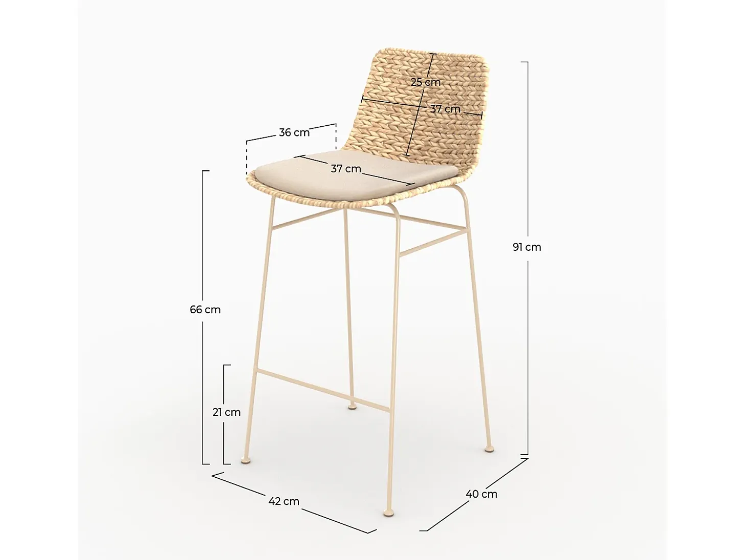 Set de 2 sillas para isla central en material natural 66 cm - Faro