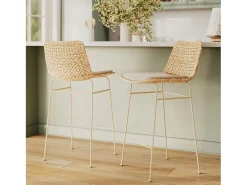 Set de 2 sillas para isla central en material natural 66 cm - Faro
