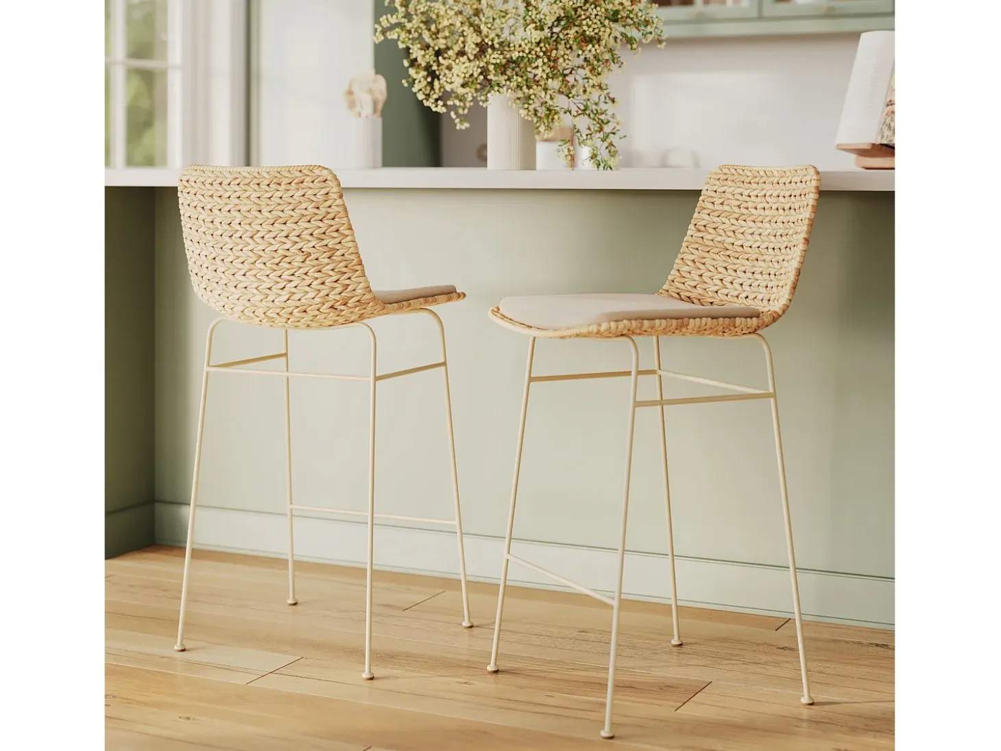 Set de 2 sillas para isla central en material natural 66 cm - Faro