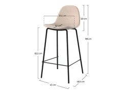 Set de 2 sillas para isla central en tela beige 65 cm - Henrik