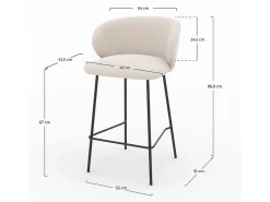 Set de 2 sillas para isla central en tela beige 68 cm - Victoria
