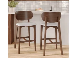 Set de 2 sillas para isla central en madera y tela gris 66 cm - Aria