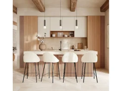 Set de 2 sillas para isla de cocina blancas efecto lana 65 cm - Misty