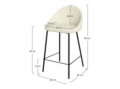 Set de 2 sillas para isla de cocina blancas efecto lana 65 cm - Misty