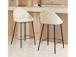 Set de 2 sillas para isla de cocina blancas efecto lana 65 cm - Misty