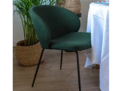 Set de 2 sillas verdes en tejido bouclé con base de metal - Groom