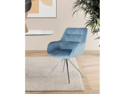 Set de 2 sillones tapizados en terciopelo color azul