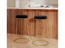Set de 2 taburetes de bar 73 cm en terciopelo negro - Kendal