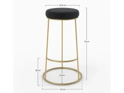 Set de 2 taburetes de bar 73 cm en terciopelo negro - Kendal