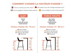 Set de 2 taburetes de bar 73 cm en terciopelo negro - Kendal