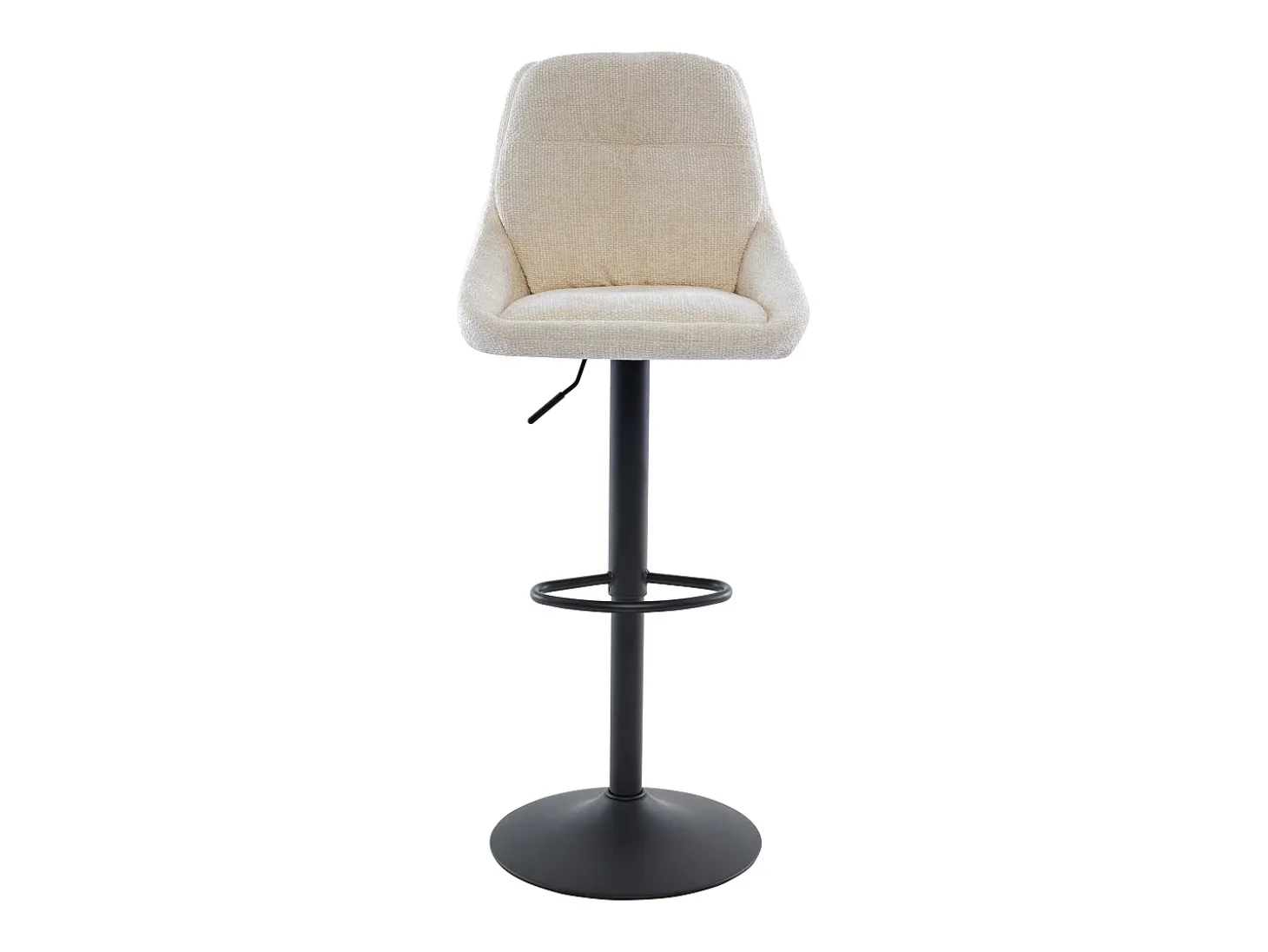 Set de 2 taburetes de bar de tela texturizada y metal - Altura ajustable - Crema - LARANZA