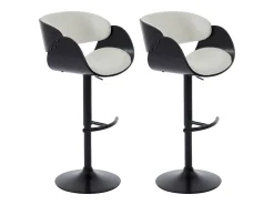Set de 2 taburetes de bar de Respaldo - Altura Ajustable - Blanco y Negro - JELSA