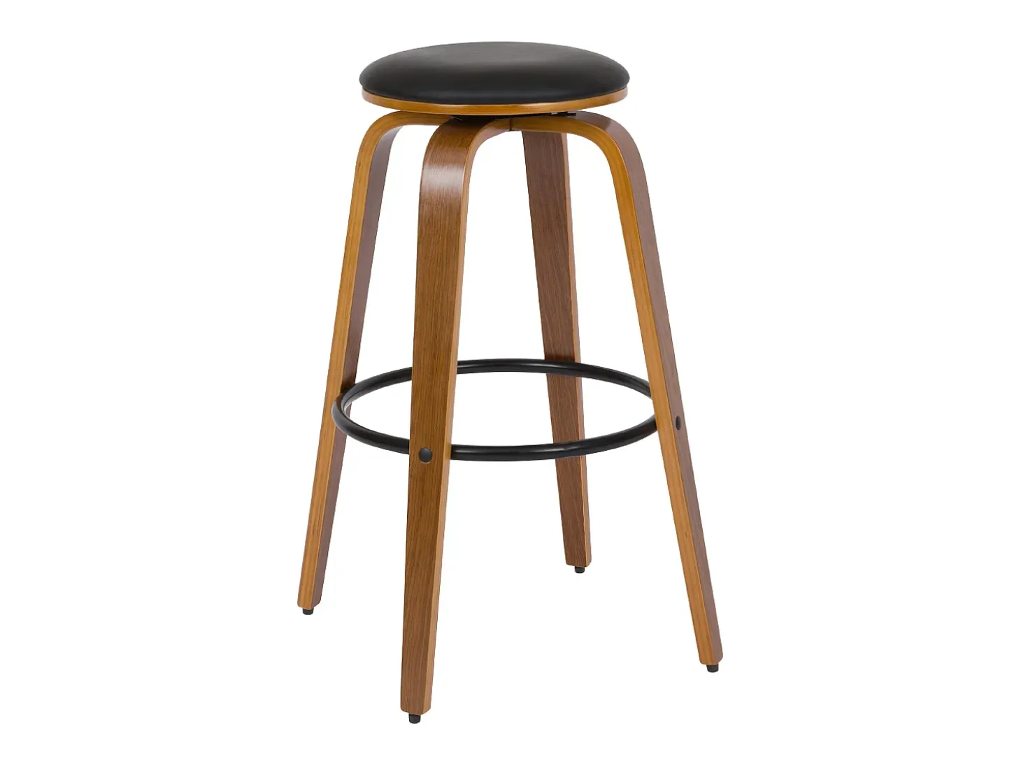 Set de 2 taburetes de bar 78 cm en cuero sintético negro - Arthus