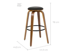 Set de 2 taburetes de bar 78 cm en cuero sintético negro - Arthus