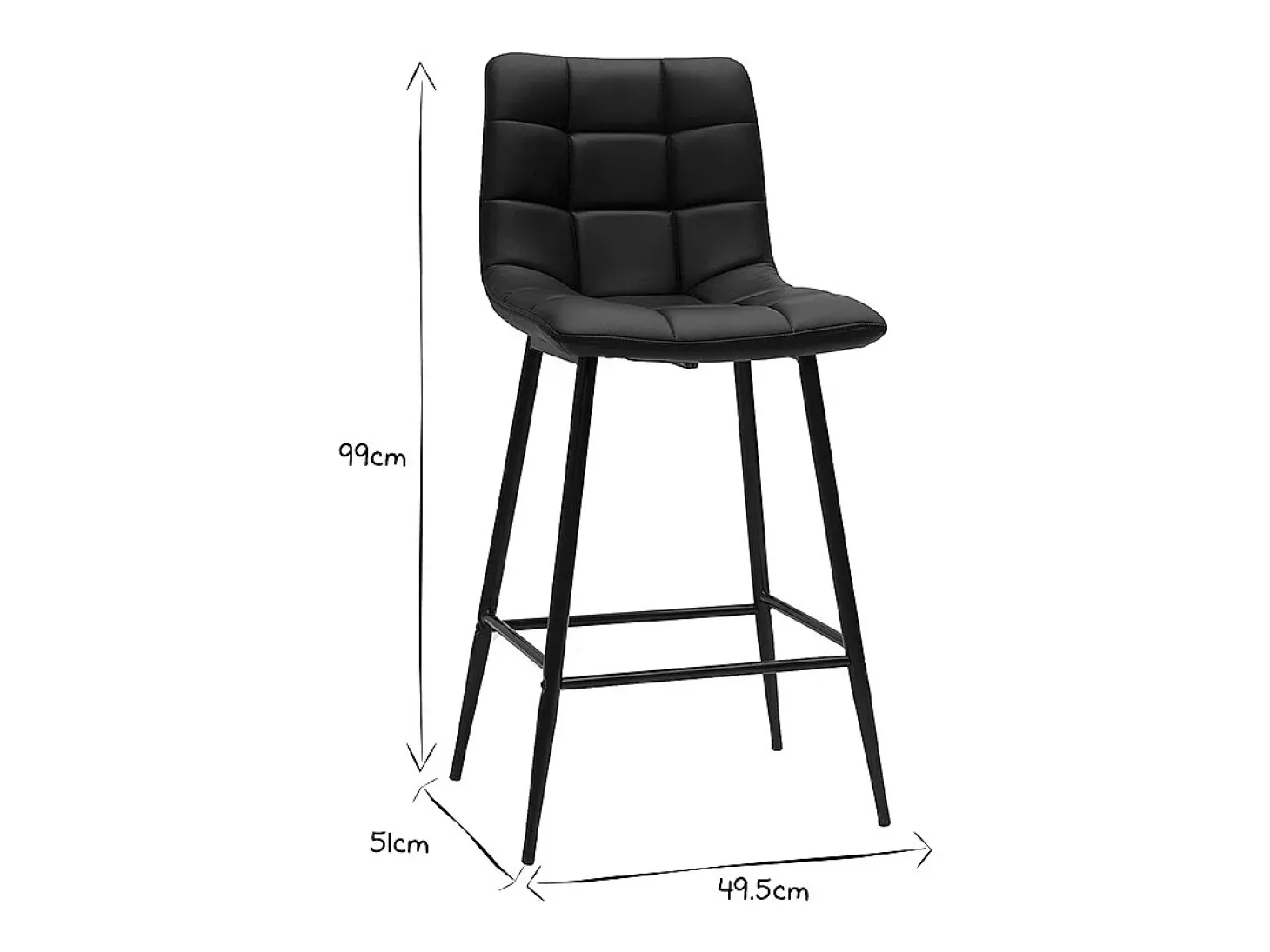 Set de 2 taburetes de cocina de diseño negro 65 cm MAXWELL