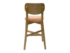 Set de 2 taburetes de cocina de madera de roble claro y tela efecto aterciopelado terracota 65 cm LUCIA