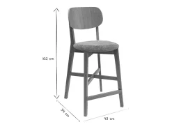 Set de 2 taburetes de cocina de madera de roble claro y tela efecto aterciopelado terracota 65 cm LUCIA