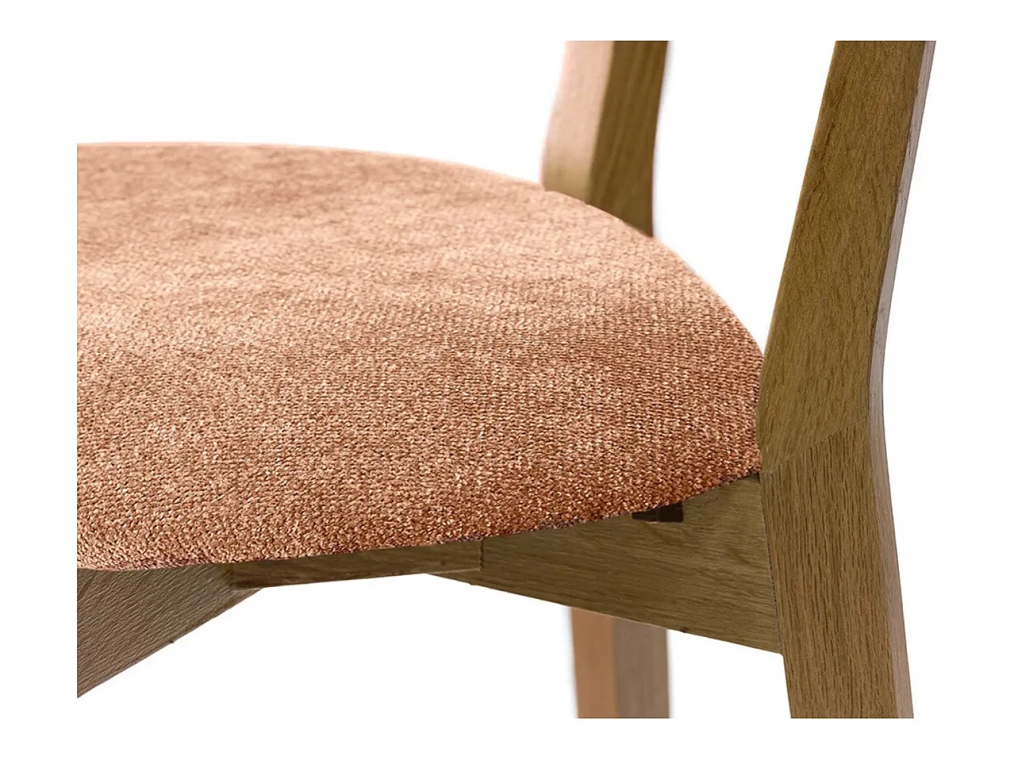 Set de 2 taburetes de cocina de madera de roble claro y tela efecto aterciopelado terracota 65 cm LUCIA