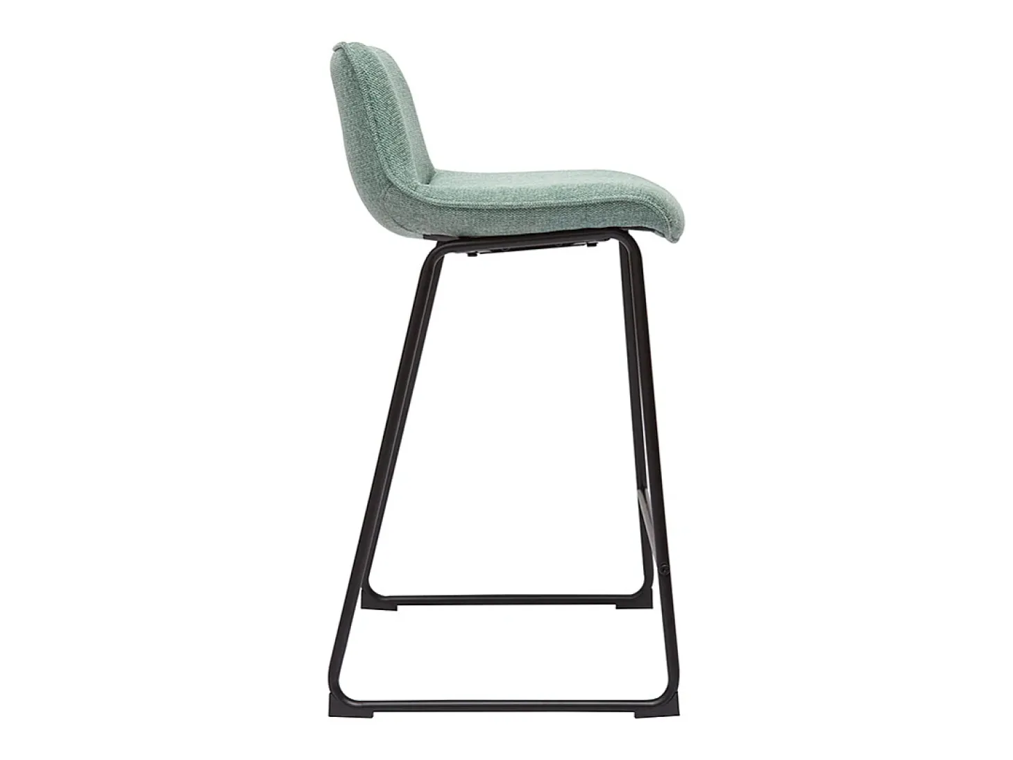 Set de 2 taburetes de cocina fijos efecto aterciopelado texturizado color celadón con pata de metal 65 cm BOOST