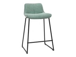 Set de 2 taburetes de cocina fijos efecto aterciopelado texturizado color celadón con pata de metal 65 cm BOOST