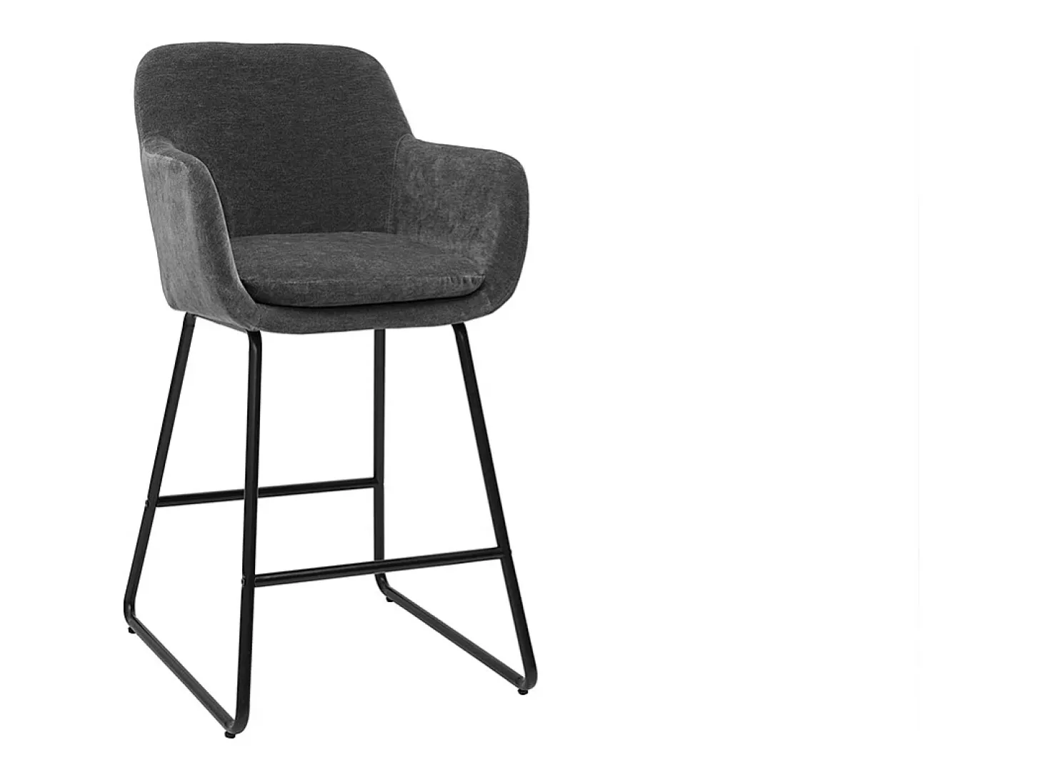 Set de 2 taburetes de cocina efecto aterciopelado gris oscuro 65 cm de altura AMIKA