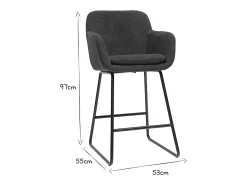 Set de 2 taburetes de cocina efecto aterciopelado gris oscuro 65 cm de altura AMIKA