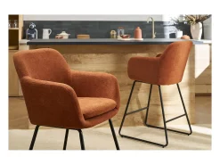 Set de 2 taburetes de cocina efecto aterciopelado terracota 65 cm AMIKA