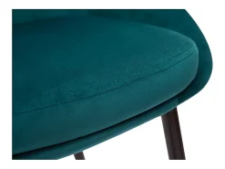 Set de 2 taburetes de cocina de terciopelo azul petróleo y metal negro 65 cm de altura HOLO