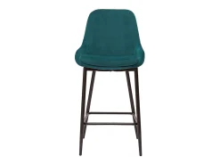 Set de 2 taburetes de cocina de terciopelo azul petróleo y metal negro 65 cm de altura HOLO