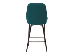 Set de 2 taburetes de cocina de terciopelo azul petróleo y metal negro 65 cm de altura HOLO