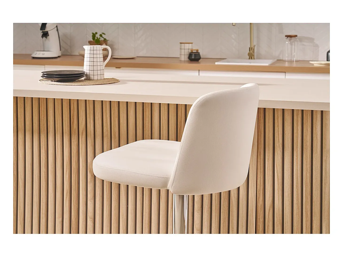Set de 2 taburetes de cocina de diseño regulables blanco MONTI