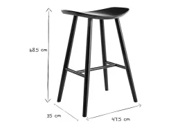 Set de 2 taburetes de cocina negros 65 cm DEMORY