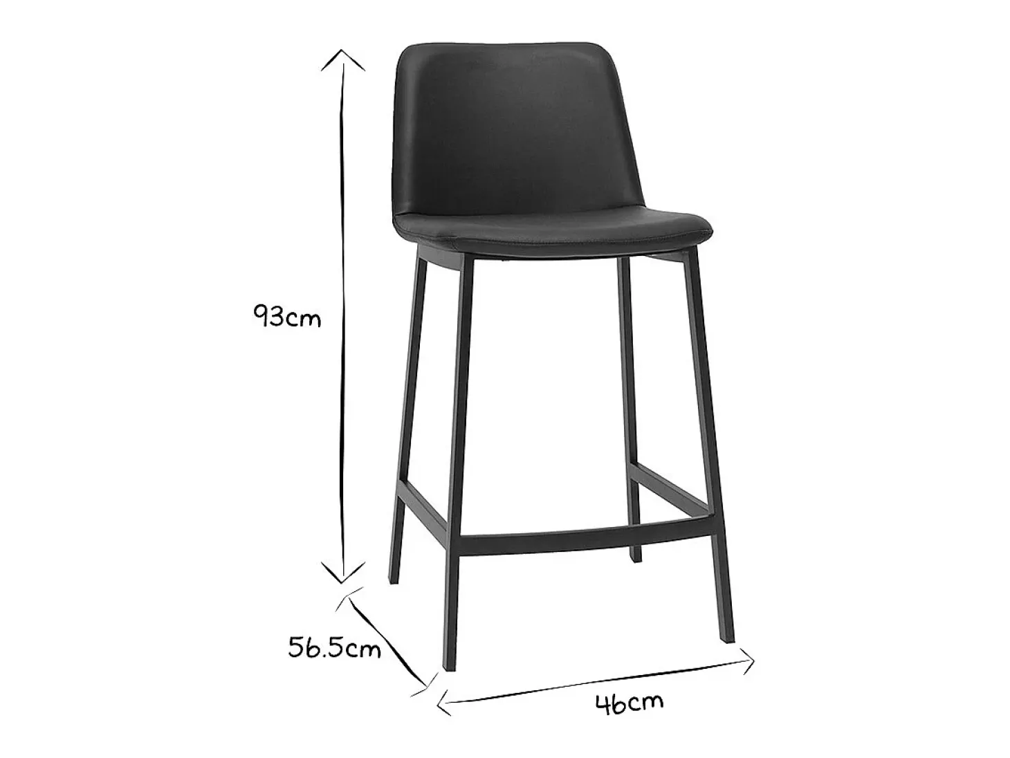 Set de 2 taburetes de cocina de diseño negro 66 cm altura ARSENE
