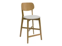 Set de 2 taburetes de cocina de madera de roble clara y tejido beige 65 cm LUCIA