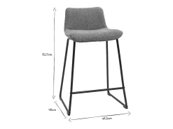Set de 2 taburetes de cocina efecto aterciopelado texturizado gris y metal 65 cm BOOST